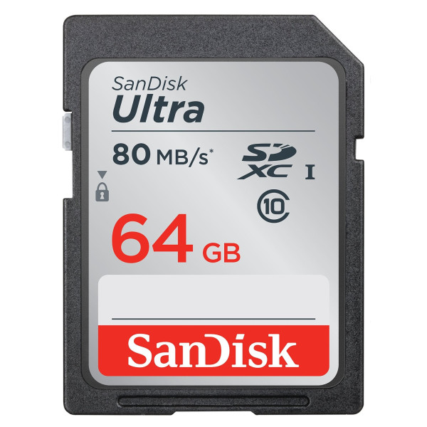 Карта пам'яті SanDisk 64 ГБ SDHC C10 UHS-I R80 МБ/с Ultra